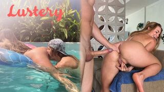 Buxom világos szőke amateur fenekét döngetik úszás után